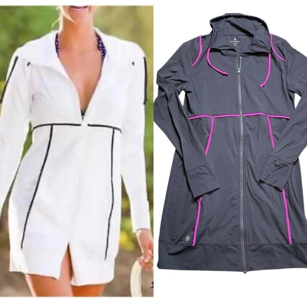 ATHLETA Spinnaker Long Sun Jacket Gray Pink Size Medium